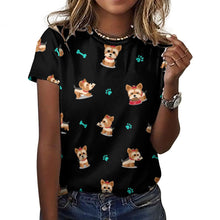 Load image into Gallery viewer, Cutest Yorkie Love Soft All Over Print Women&#39;s Cotton T-Shirt - 4 Colors-Apparel-Apparel, Shirt, T Shirt, Yorkshire Terrier-14