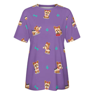 Cutest Yorkie Love Soft All Over Print Women's Cotton T-Shirt - 4 Colors-Apparel-Apparel, Shirt, T Shirt, Yorkshire Terrier-5