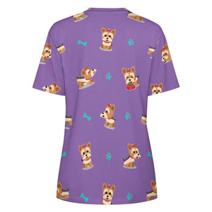 Cutest Yorkie Love Soft All Over Print Women's Cotton T-Shirt - 4 Colors-Apparel-Apparel, Shirt, T Shirt, Yorkshire Terrier-6