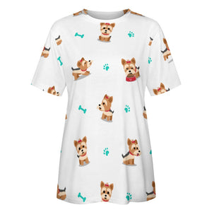 Cutest Yorkie Love Soft All Over Print Women's Cotton T-Shirt - 4 Colors-Apparel-Apparel, Shirt, T Shirt, Yorkshire Terrier-7