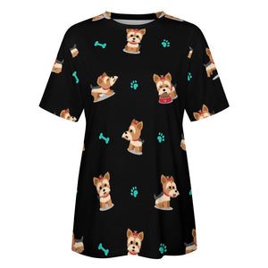 Cutest Yorkie Love Soft All Over Print Women's Cotton T-Shirt - 4 Colors-Apparel-Apparel, Shirt, T Shirt, Yorkshire Terrier-9