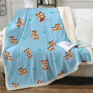 Cutest Yorkie Love Soft Warm Fleece Blanket - 4 Colors-Blanket-Blankets, Home Decor, Yorkshire Terrier-Sky Blue-Small-3