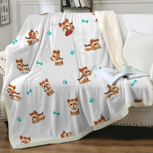 Cutest Yorkie Love Soft Warm Fleece Blanket - 4 Colors-Blanket-Blankets, Home Decor, Yorkshire Terrier-Ivory-Small-1