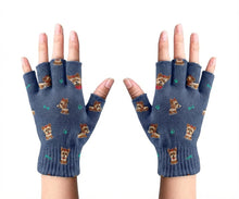 Load image into Gallery viewer, Cutest Yorkie Love Touch Screen Gloves-Accessories-Accessories,Dog Dad Gifts,Dog Mom Gifts,Gloves,Yorkshire Terrier-Fingerless Gloves-Navy-3