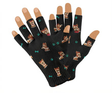 Load image into Gallery viewer, Cutest Yorkie Love Touch Screen Gloves-Accessories-Accessories,Dog Dad Gifts,Dog Mom Gifts,Gloves,Yorkshire Terrier-Fingerless Gloves-Black-5