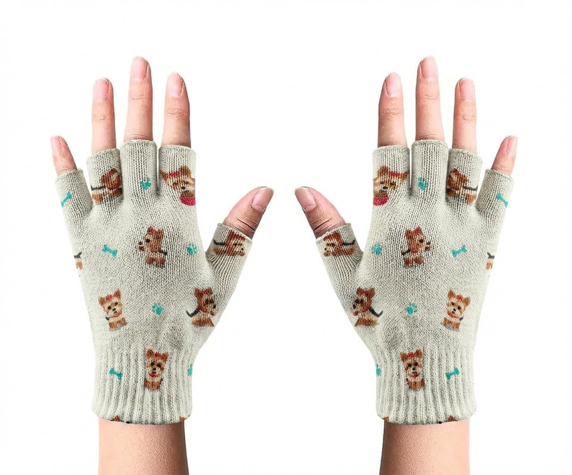 Cutest Yorkie Love Touch Screen Gloves Fingerless