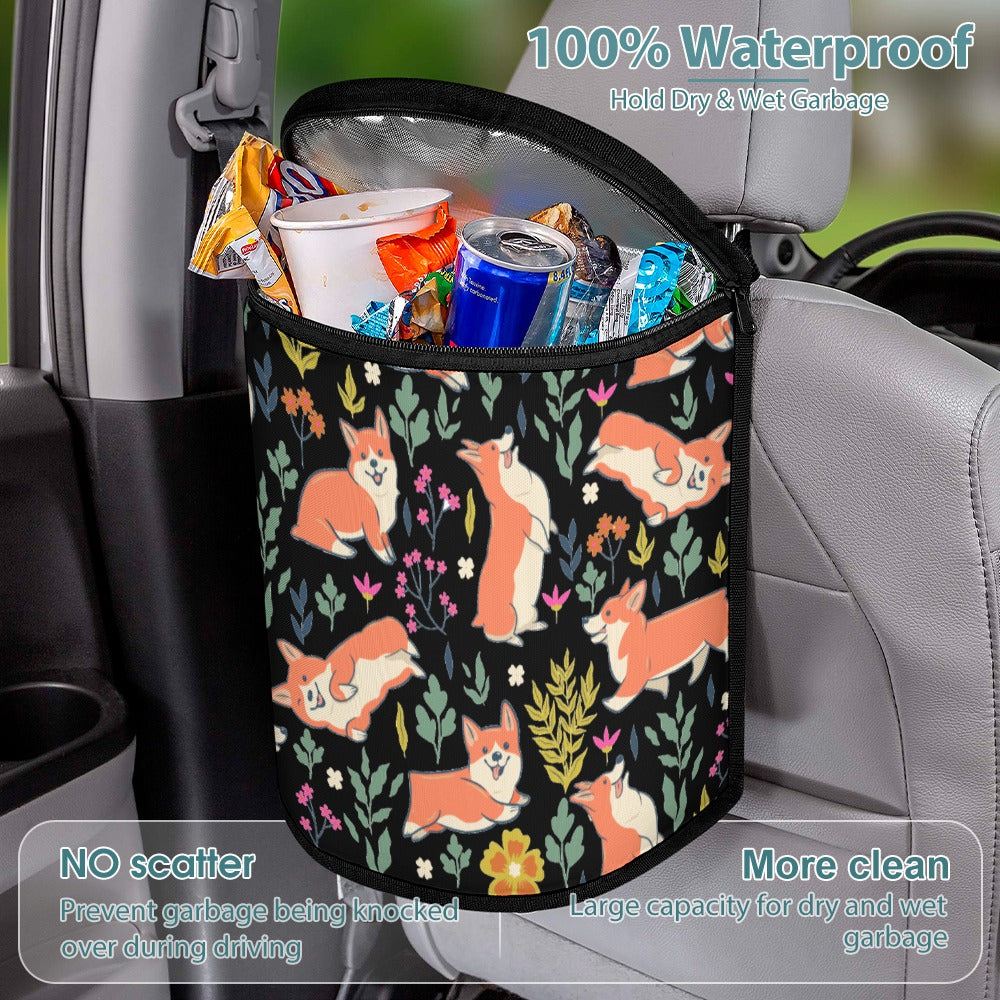 Flower Garden Corgi Love Multipurpose Car Storage Bag - 4 Colors-Car Accessories-Bags, Car Accessories, Corgi-Black-1