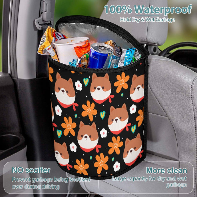 Flowery Shiba Love Multipurpose Car Storage Bag - 5 Colors-Car Accessories-Bags, Car Accessories, Shiba Inu-Black-1
