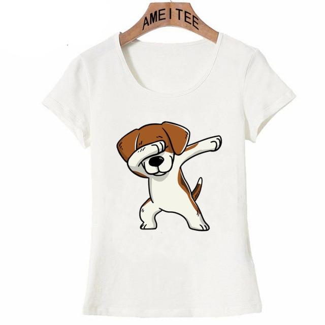 Image of beagle t-shirt in the super cute dabbing beagle design
