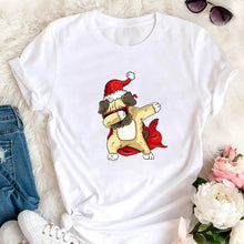 Load image into Gallery viewer, Dabbing Santa Pug Women&#39;s Christmas Cotton T Shirt - 9 Colors-Apparel-Apparel, Christmas, Dog Mom Gifts, Pug, Shirt, T Shirt-10