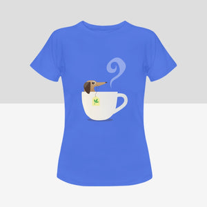 Dachshund and Tea Love Women's Cotton T-Shirts - 4 Colors-Apparel-Apparel, Dachshund, Shirt, T Shirt-Blue-Small-5