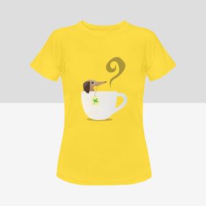 Dachshund and Tea Love Women's Cotton T-Shirts - 4 Colors-Apparel-Apparel, Dachshund, Shirt, T Shirt-Yellow-Small-6
