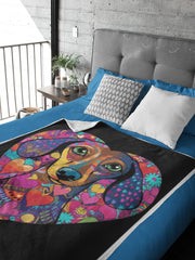Image of a beautiful dachshund blanket on the bed