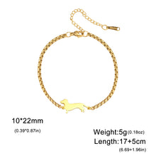 Load image into Gallery viewer, Dachshund Bracelet - Precious Little Wanderer - 2 Colors and 5 Bracelet Styles-Box Chain-G-Stainless Steel-19
