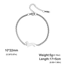 Load image into Gallery viewer, Dachshund Bracelet - Precious Little Wanderer - 2 Colors and 5 Bracelet Styles-Box Chain-S-Stainless Steel-18