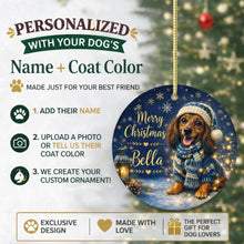 Load image into Gallery viewer, Dachshund Christmas Ornament - Cozy Winter Pet Portrait Design - Personalize with Photo and Name-Christmas Ornament-Christmas,Christmas Ornament,Personalize Artwork-2