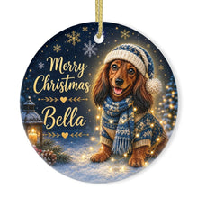 Load image into Gallery viewer, Dachshund Christmas Ornament - Cozy Winter Pet Portrait Design - Personalize with Photo and Name-Christmas Ornament-Christmas,Christmas Ornament,Personalize Artwork-3