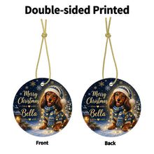 Load image into Gallery viewer, Dachshund Christmas Ornament - Cozy Winter Pet Portrait Design - Personalize with Photo and Name-Christmas Ornament-Christmas,Christmas Ornament,Personalize Artwork-4