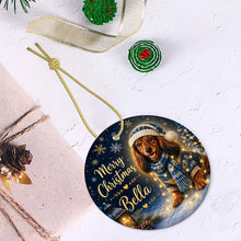 Load image into Gallery viewer, Dachshund Christmas Ornament - Cozy Winter Pet Portrait Design - Personalize with Photo and Name-Christmas Ornament-Christmas,Christmas Ornament,Personalize Artwork-6