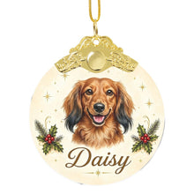 Load image into Gallery viewer, Dachshund Christmas Ornament - Gold Crown Dog Portrait - Personalized with Photo and Name-Christmas Ornament-Christmas,Christmas Ornament,Personalize Artwork-3
