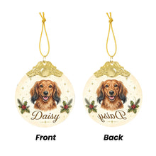 Load image into Gallery viewer, Dachshund Christmas Ornament - Gold Crown Dog Portrait - Personalized with Photo and Name-Christmas Ornament-Christmas,Christmas Ornament,Personalize Artwork-5