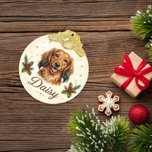 Load image into Gallery viewer, Dachshund Christmas Ornament - Gold Crown Dog Portrait - Personalized with Photo and Name-Christmas Ornament-Christmas,Christmas Ornament,Personalize Artwork-7