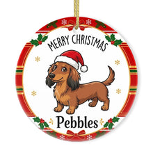 Load image into Gallery viewer, Dachshund Christmas Ornament - Personalized Whimsical Holiday Cartoon Art Design - with Name