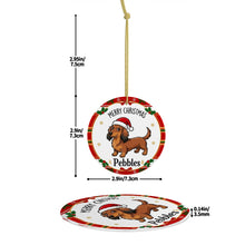 Load image into Gallery viewer, Dachshund Christmas Ornament - Personalized Whimsical Holiday Cartoon Art Design - with Name