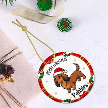 Load image into Gallery viewer, Dachshund Christmas Ornament - Personalized Whimsical Holiday Cartoon Art Design - with Name