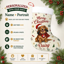 Load image into Gallery viewer, Dachshund Christmas Stocking - Cozy Festive Wishes - Personalize with Photo and Name-Christmas Ornament-Christmas,Christmas Stocking,Personalize Artwork-2