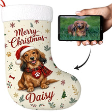 Load image into Gallery viewer, Dachshund Christmas Stocking - Cozy Festive Wishes - Personalize with Photo and Name-Christmas Ornament-Christmas,Christmas Stocking,Personalize Artwork-1