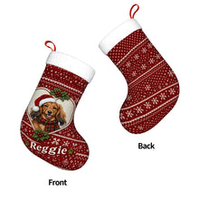 Load image into Gallery viewer, Dachshund Christmas Stocking – Heart Knit Portrait – Personalize with Photo and Name-Christmas Ornament-Christmas,Christmas Stocking,Dachshund,Personalize Artwork-4