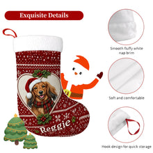 Load image into Gallery viewer, Dachshund Christmas Stocking – Heart Knit Portrait – Personalize with Photo and Name-Christmas Ornament-Christmas,Christmas Stocking,Dachshund,Personalize Artwork-5