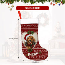 Load image into Gallery viewer, Dachshund Christmas Stocking – Heart Knit Portrait – Personalize with Photo and Name-Christmas Ornament-Christmas,Christmas Stocking,Dachshund,Personalize Artwork-6