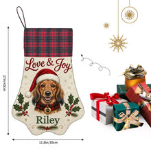Load image into Gallery viewer, Dachshund Christmas Stocking - Holly &amp; Tartan Portrait - Personalize with Photo and Name-Christmas Ornament-Christmas,Christmas Stocking,Personalize Artwork-4