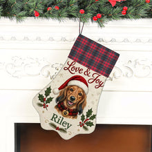 Load image into Gallery viewer, Dachshund Christmas Stocking - Holly &amp; Tartan Portrait - Personalize with Photo and Name-Christmas Ornament-Christmas,Christmas Stocking,Personalize Artwork-6
