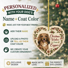 Load image into Gallery viewer, Dachshund Dog Ornament - Christmas Wishes Design - Personalized with Name-Christmas Ornament-Christmas,Dachshund,Personalize Artwork-2