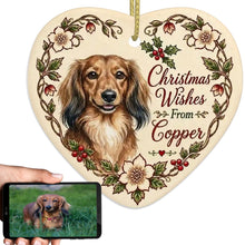Load image into Gallery viewer, Dachshund Dog Ornament - Christmas Wishes Design - Personalized with Name-Christmas Ornament-Christmas,Dachshund,Personalize Artwork-1