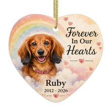 Load image into Gallery viewer, Dachshund Dog Ornament - Forever In Our Hearts Design - Personalized with Name-Christmas Ornament-Christmas,Dachshund,Personalize Artwork-4