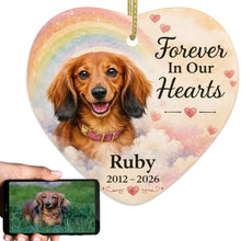 Load image into Gallery viewer, Dachshund Dog Ornament - Forever In Our Hearts Design - Personalized with Name-Christmas Ornament-Christmas,Dachshund,Personalize Artwork-1