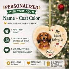 Load image into Gallery viewer, Dachshund Dog Ornament - My Heart Belongs To Design - Personalized with Name-Christmas Ornament-Christmas,Dachshund,Personalize Artwork-2