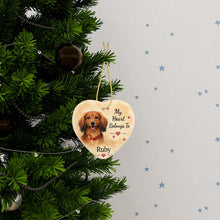 Load image into Gallery viewer, Dachshund Dog Ornament - My Heart Belongs To Design - Personalized with Name-Christmas Ornament-Christmas,Dachshund,Personalize Artwork-3