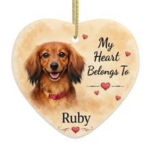 Load image into Gallery viewer, Dachshund Dog Ornament - My Heart Belongs To Design - Personalized with Name-Christmas Ornament-Christmas,Dachshund,Personalize Artwork-4