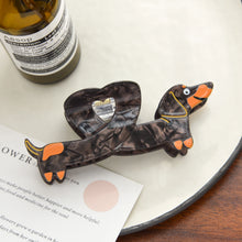 Load image into Gallery viewer, Dachshund Hair Clip - Heart Shaped Black and Tan Dachshund-3