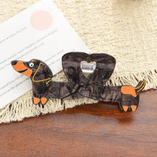 Load image into Gallery viewer, Dachshund Hair Clip - Heart Shaped Black and Tan Dachshund-6