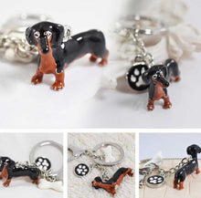 Load image into Gallery viewer, Image of the collage of 3d dachshund keychain