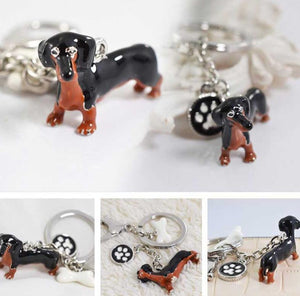 Image of the collage of 3d dachshund keychain