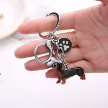 Load image into Gallery viewer, Image of a 3D dachshund keychain made of metal