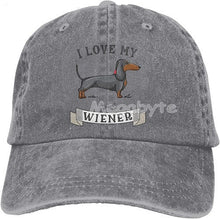 Load image into Gallery viewer, Image of a Dachshund baseball cap in the color gray