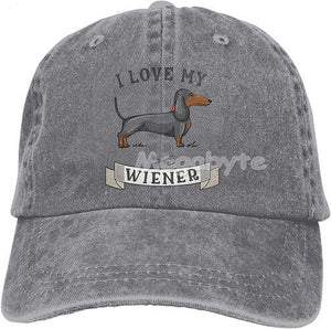 Image of a Dachshund baseball cap in the color gray